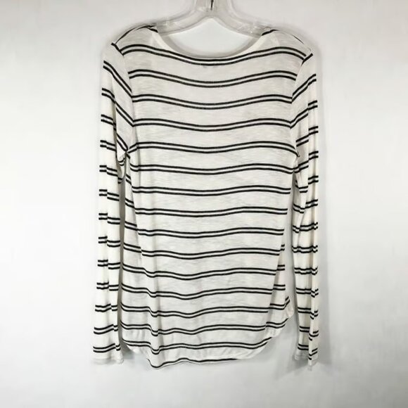 Splendid Small Top Striped Black White Scoop Neck Long Sleeve Knit Popover - Picture 2 of 3